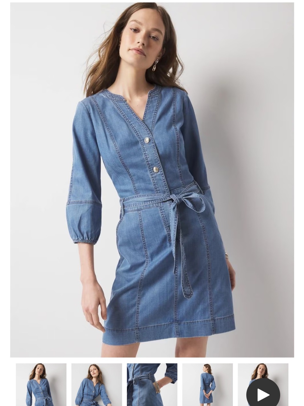 White House Black Market Petite Denim Mini Dress 10P NWT